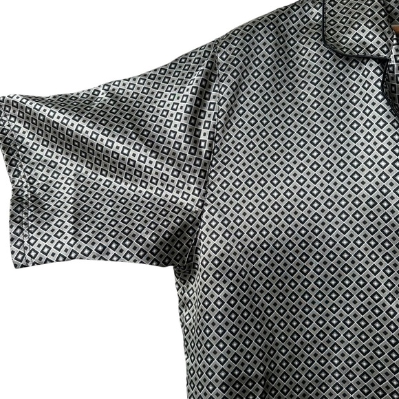 Vintage Robert Louis Large Silk Diamond Pattern Sleep Shirt Button Up Men's 90s - Picture 4 of 8